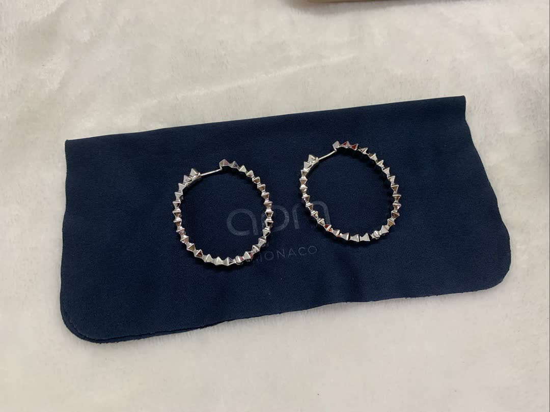 APM Monaco Elegant Silver Hoop Earrings with Diamond Accents